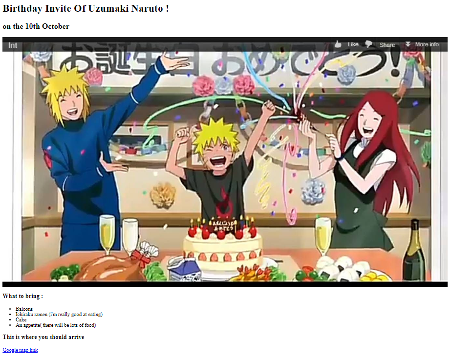 Anime character Naruto celebrating his Birthday with his parents Minato namikase and kushina uzumaki